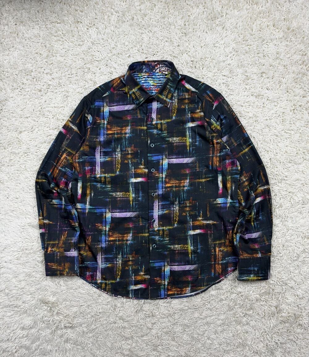 Robert Graham Classic Fit L Abstract Flip Cuff Long Sleeve Button Up Shirt Mens